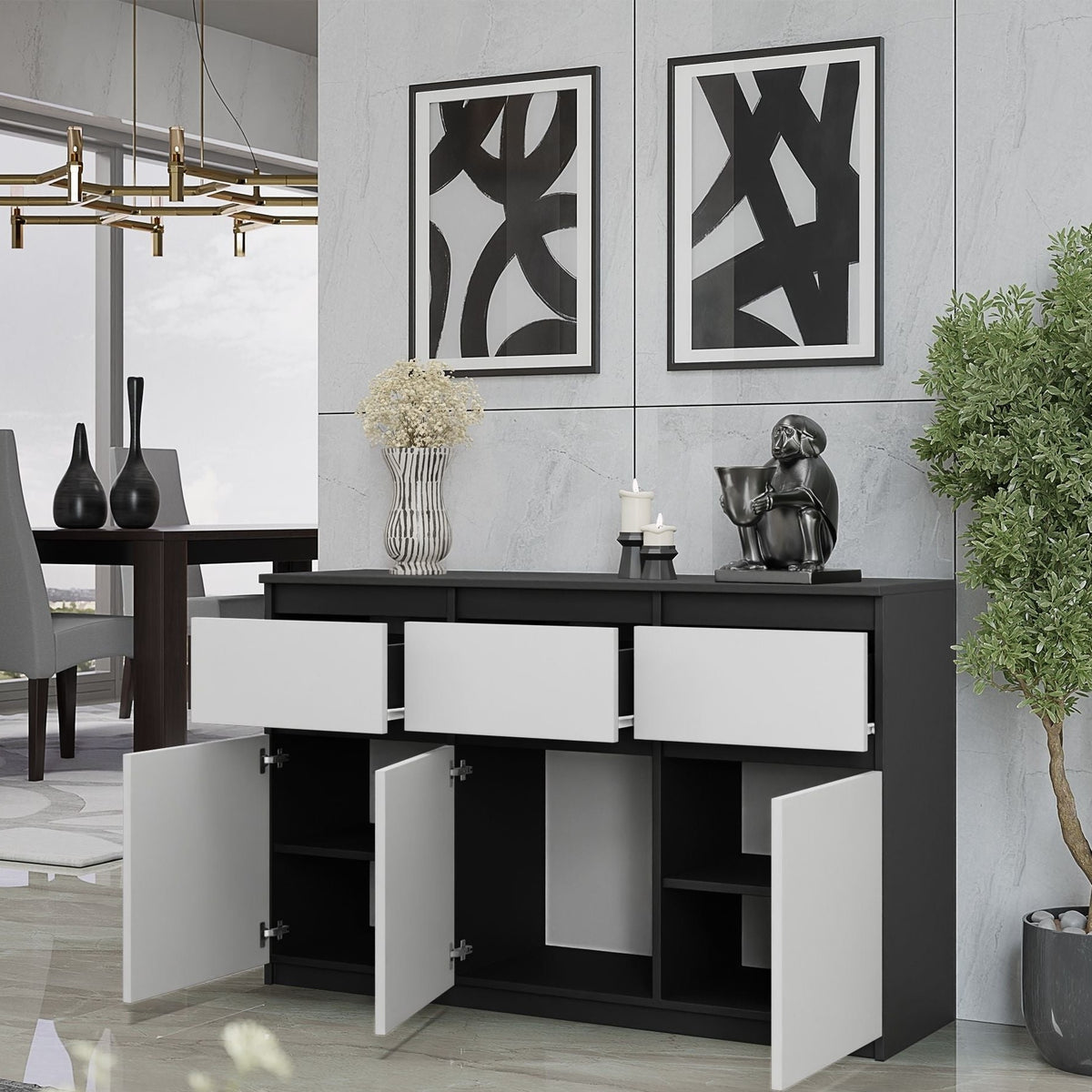 Noah Sideboard 120 cm / 3 Schubladen in Farbe von kommodly