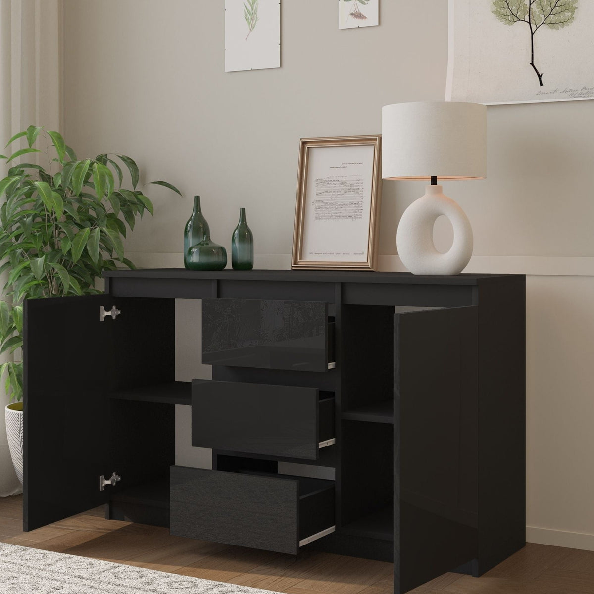 Mikel Sideboard 120 cm / 3 Schubladen in Farbe von kommodly