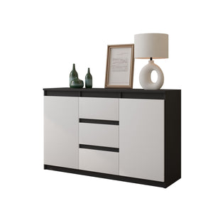 Mikel Sideboard 120 cm / 3 Schubladen in Farbe Anthrazit Weiß Matt von kommodly