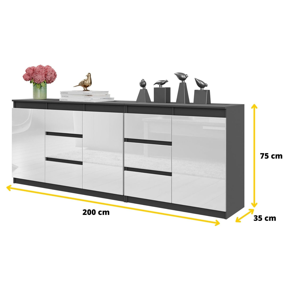 Mikel Kommoden-Set 200 cm, 2-teilig in Farbe von kommodly