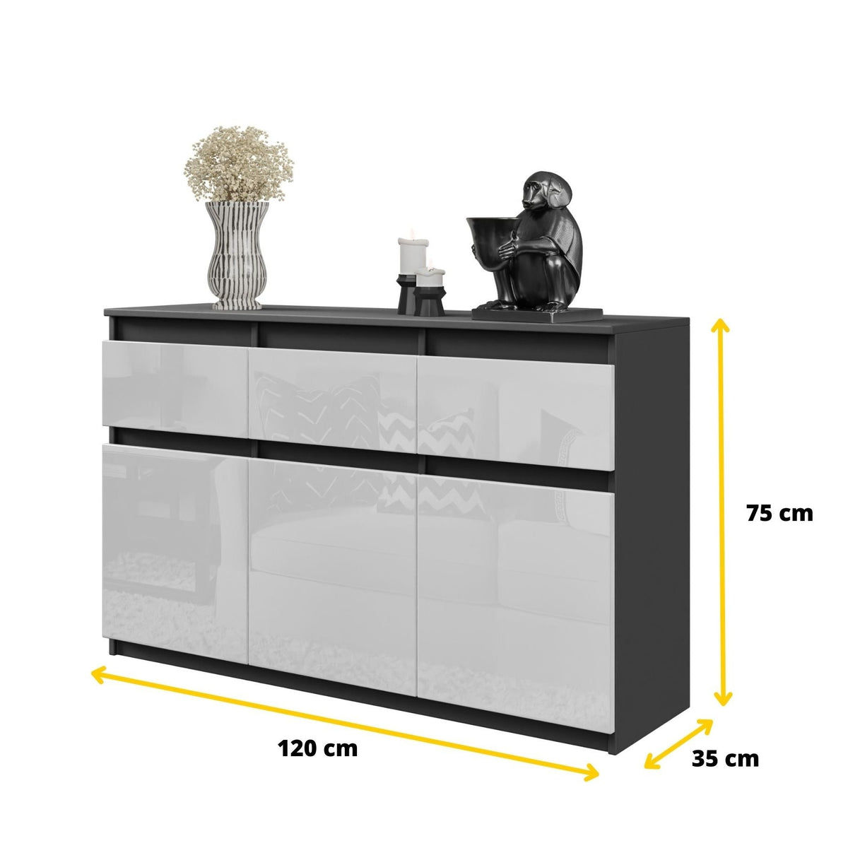 Noah Sideboard 120 cm / 3 Schubladen in Farbe von kommodly