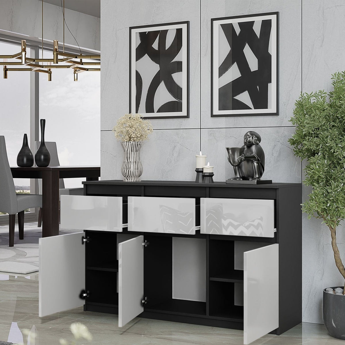 Noah Sideboard 120 cm / 3 Schubladen in Farbe von kommodly