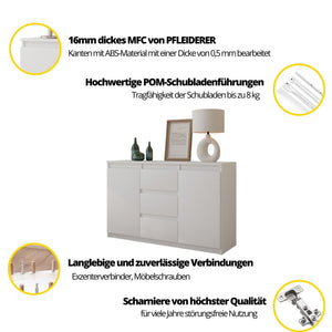 Mikel Sideboard 120 cm / 3 Schubladen in Farbe von kommodly