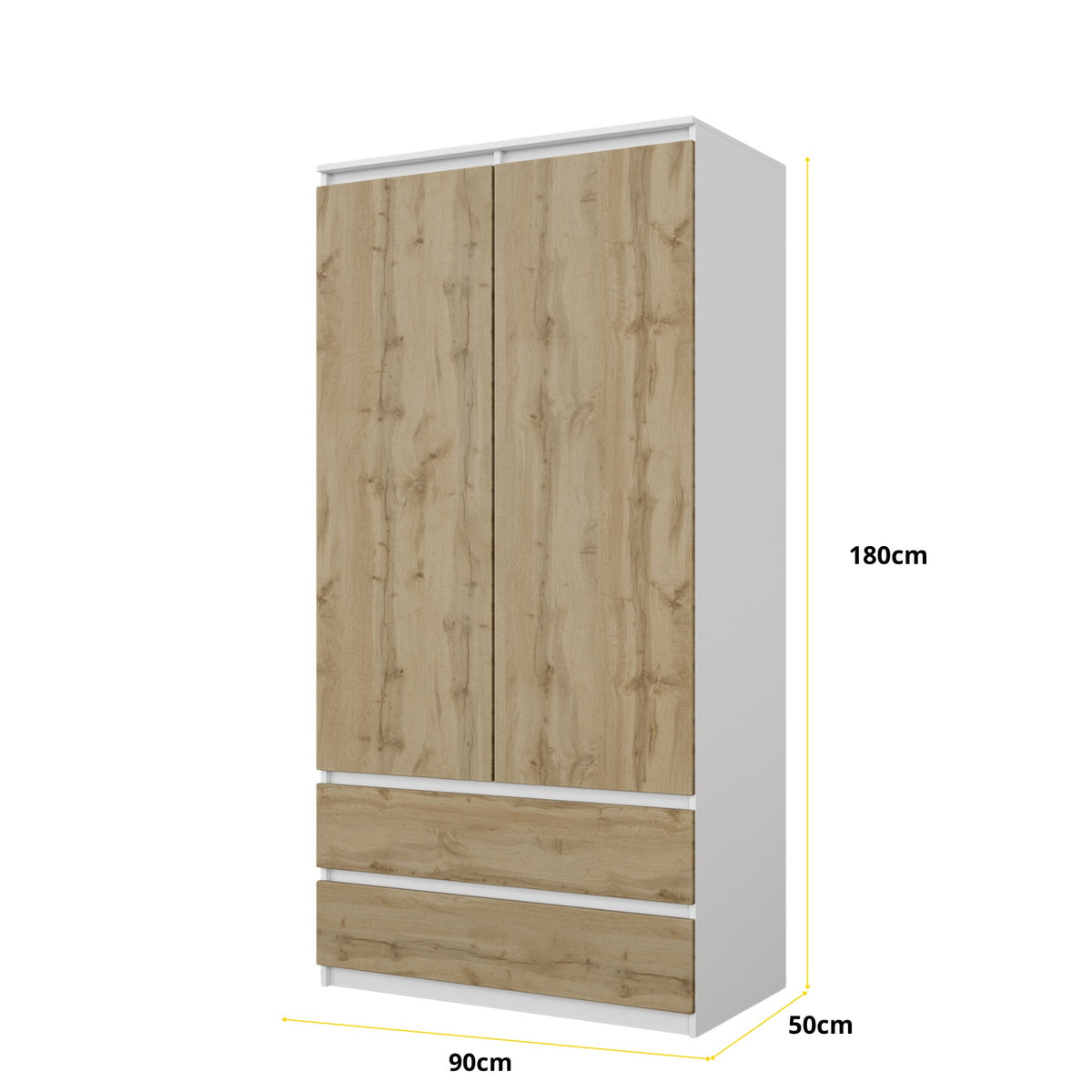 Joelle Kleiderschrank 90 cm / 2 Türen in Farbe von kommodly