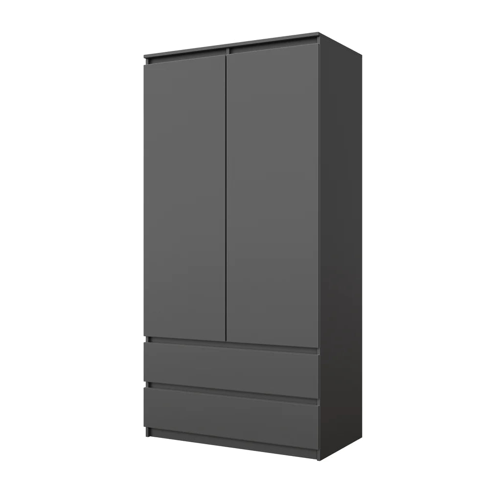 Joelle Kleiderschrank 90 cm / 2 Türen in Farbe Anthrazit Anthrazit von kommodly