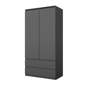 Joelle Kleiderschrank 90 cm / 2 Türen in Farbe Anthrazit Anthrazit von kommodly