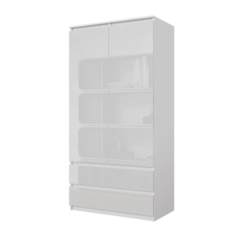 Joelle Kleiderschrank 90 cm / 2 Türen in Farbe Weiß Matt Weiß Hochglanz von kommodly