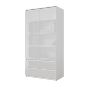Joelle Kleiderschrank 90 cm / 2 Türen in Farbe Weiß Matt Weiß Hochglanz von kommodly