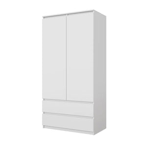 Joelle Kleiderschrank 90 cm / 2 Türen in Farbe Weiß Matt Weiß Matt von kommodly
