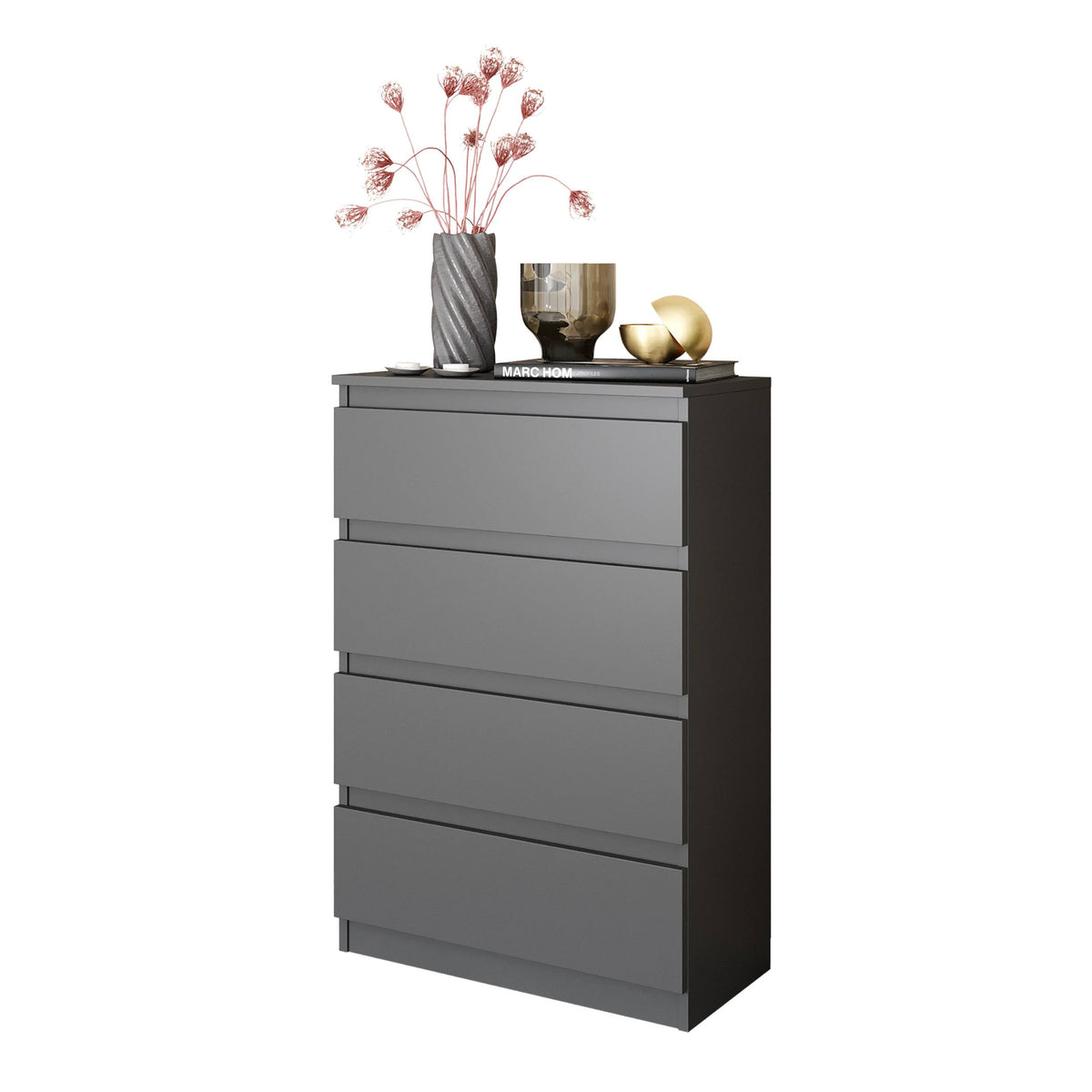 Gabriel Kommode 60 cm / 4 Schubladen in Farbe Anthrazit Anthrazit von kommodly