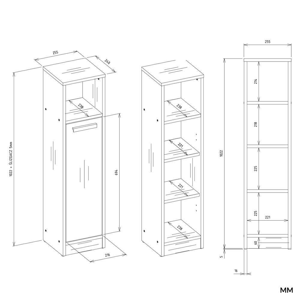 Badezimmerschrank Iva Weiß in Farbe von kommodly