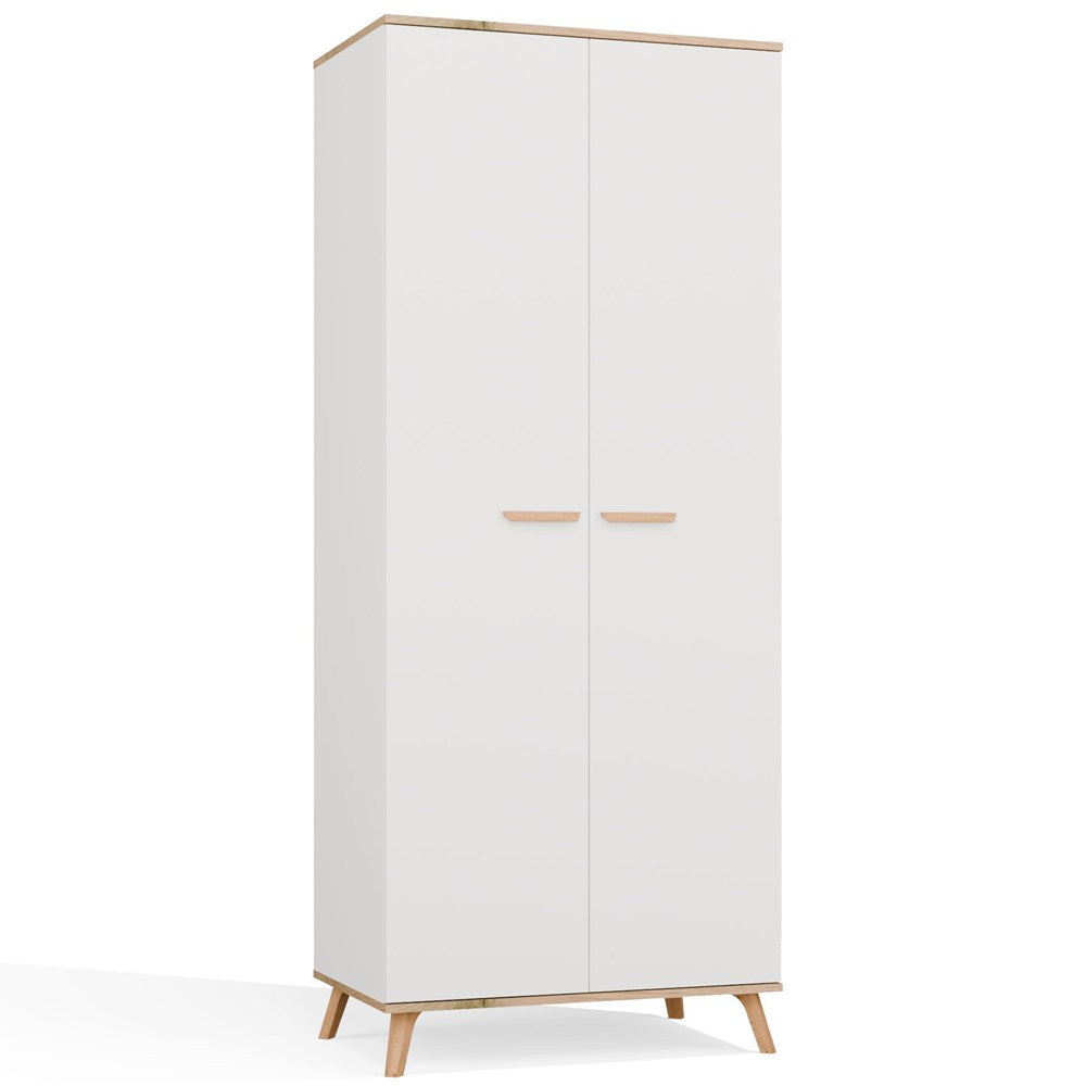 Kleiderschrank Luxi Weiß/Eiche in Farbe von kommodly
