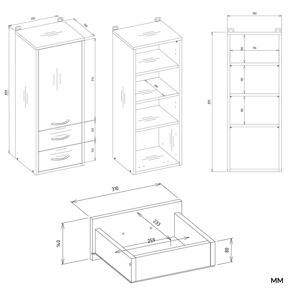Wandhängeschrank Noras in Farbe von kommodly