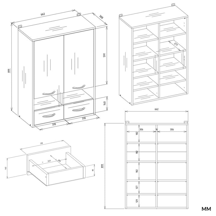 Wandhängeschrank Viva Weiß in Farbe von kommodly