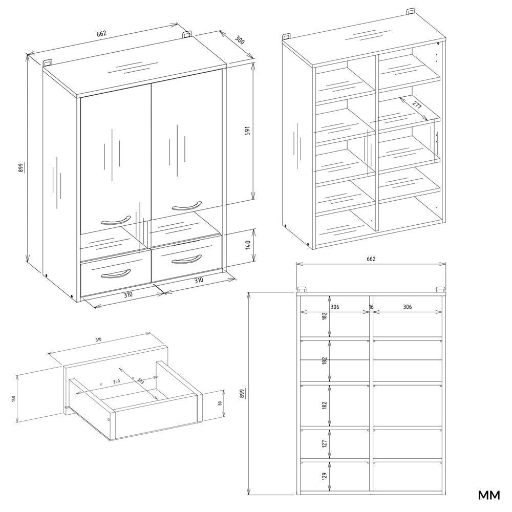Wandhängeschrank Viva Weiß in Farbe von kommodly