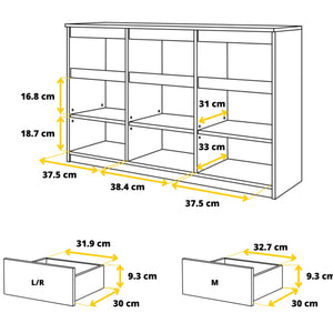 Noah Sideboard 120 cm / 3 Schubladen in Farbe von kommodly