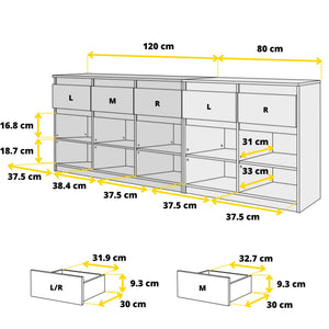 Noah Kommoden-Set 200 cm, 2-teilig in Farbe von kommodly