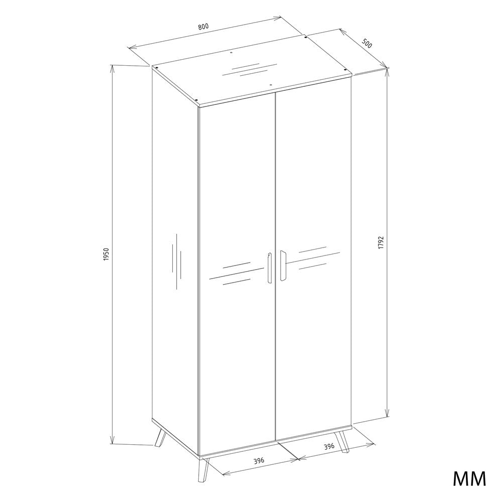 Kleiderschrank Luxi Weiß/Eiche in Farbe von kommodly