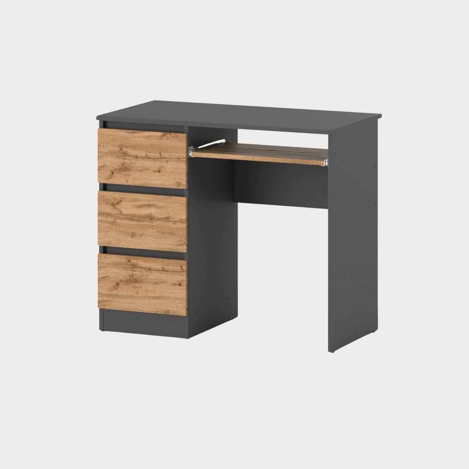 Schreibtisch Dreier-Stefan in Farbe Grau Matt Eiche von Kommodly