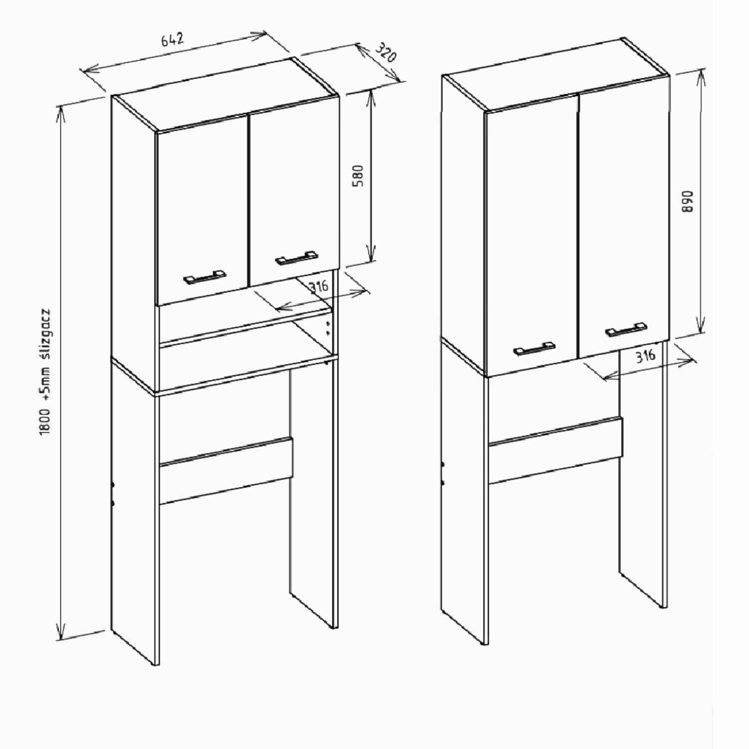 Waschmaschinenschrank Waschli Set 4 in Farbe von Kommodly
