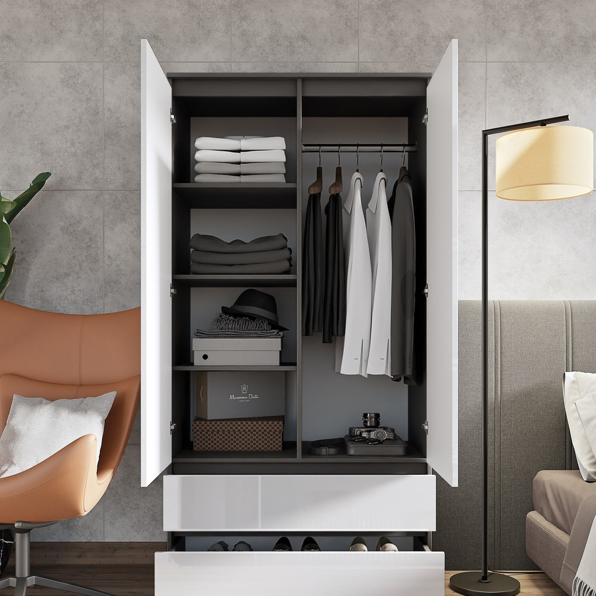 Joelle Kleiderschrank 90 cm / 2 Türen in Farbe von kommodly