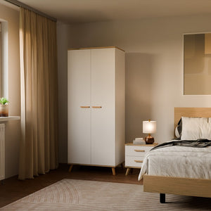 Kleiderschrank Luxi Weiß/Eiche in Farbe von kommodly