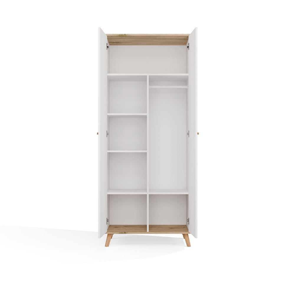 Kleiderschrank Luxi Weiß/Eiche in Farbe von kommodly