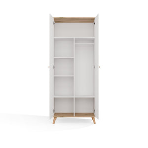 Kleiderschrank Luxi Weiß/Eiche in Farbe von kommodly