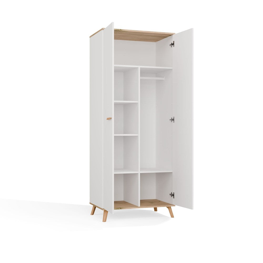 Kleiderschrank Luxi Weiß/Eiche in Farbe von kommodly
