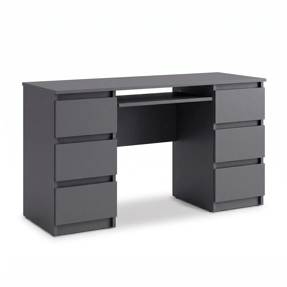 CUBA Schreibtisch 130 cm / 6 Schubladen in Farbe Anthrazit Anthrazit von kommodly