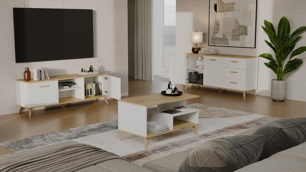 Kommode Ada Weiß/Artisan Eiche in Farbe von kommodly