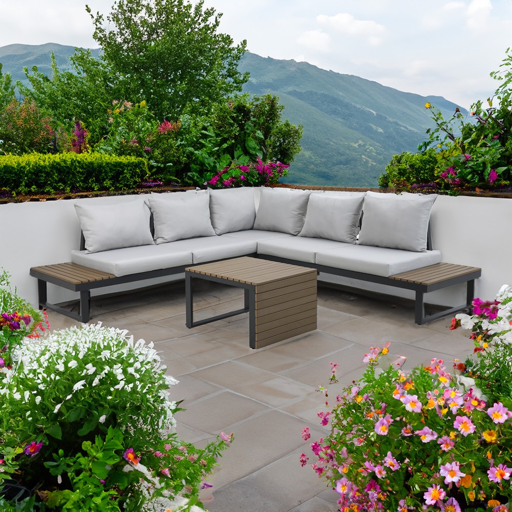 Gartenmöbel-Set Tora Grau in Farbe von kommodly
